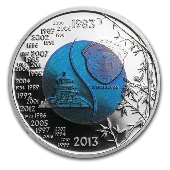 2013 Palau $2 Silver Niobium 30th Anniversary of China Panda 2013 Palau $2 Silver Niobium 30th Anniversary of China Panda