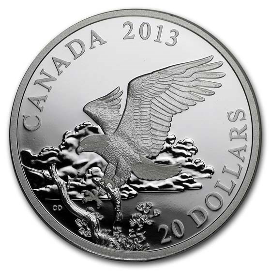 2013 RCM 1 oz Silver $20 The Bald Eagle Returning From the Hunt