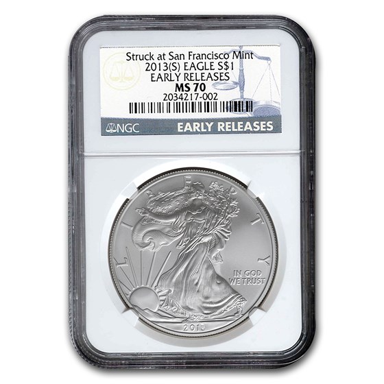 2013 (S) American Silver Eagle MS-70 NGC (Early Releases)