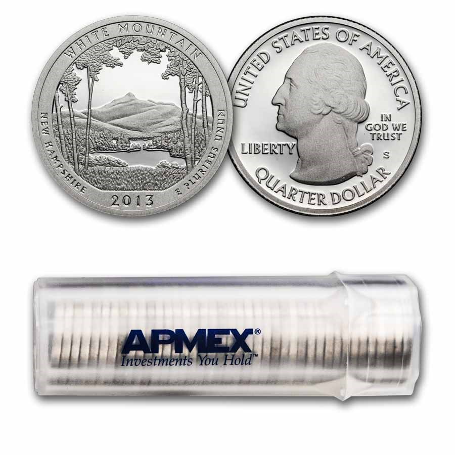 2013-S ATB Quarter White Mountain Proof 40-Coin Roll (Silver)