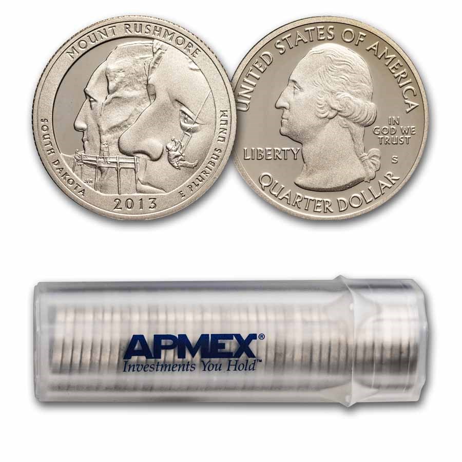 2013-S Quarter ATB Mount Rushmore Gem Proof 40-Coin Roll