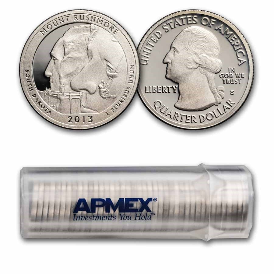 2013-S Quarter ATB Mount Rushmore Proof 40-Coin Roll (Silver)