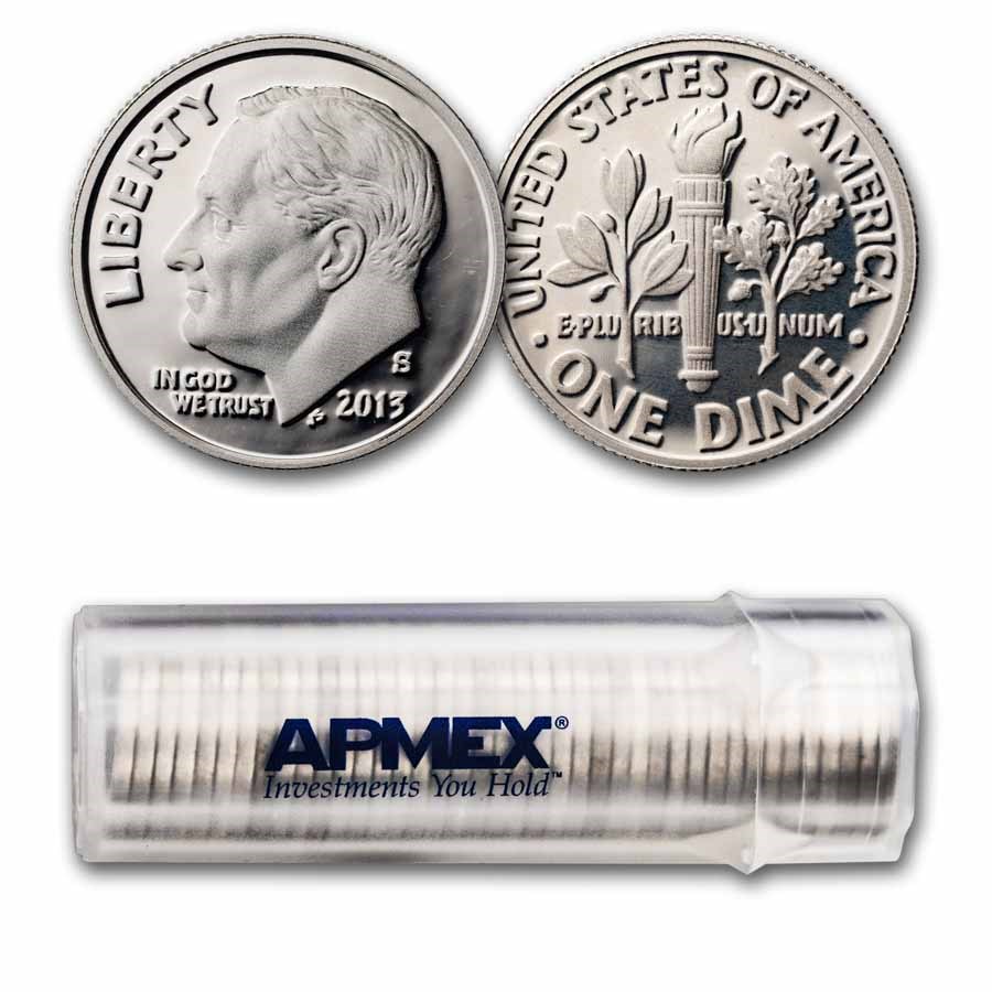 2013-S Roosevelt Dime 50-Coin Roll Proof (Silver)