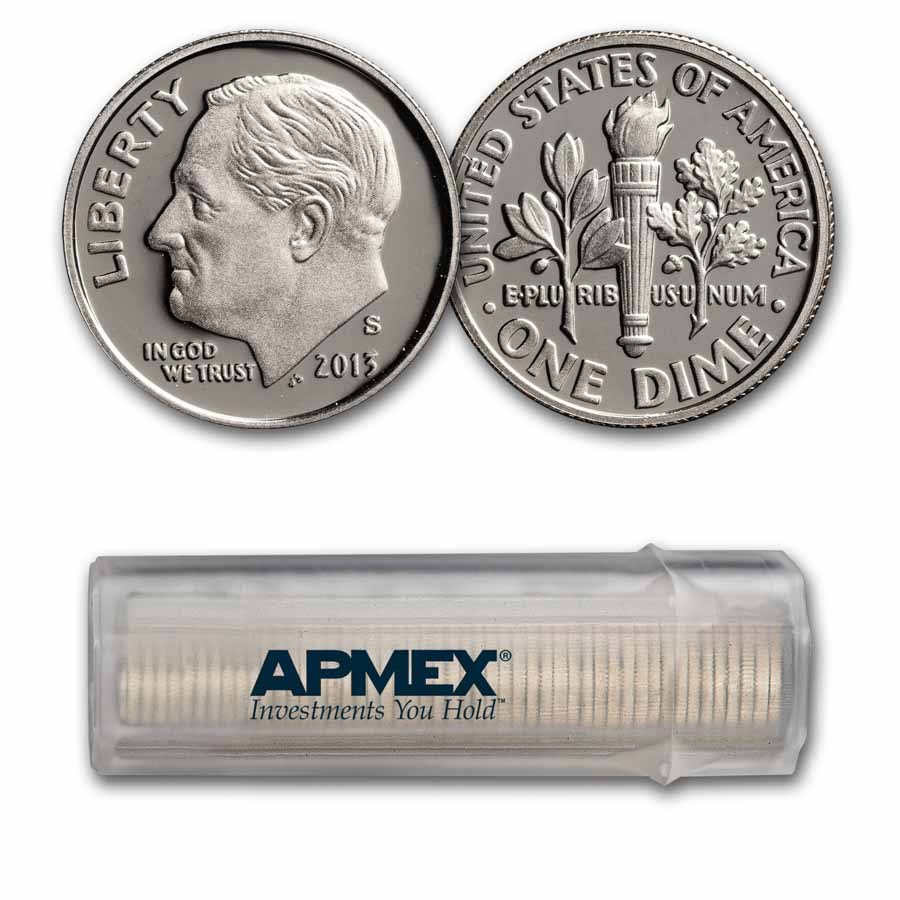 2013-S Roosevelt Dime 50-Coin Roll Proof