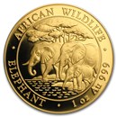 2013 Somalia 1 oz Gold African Elephant BU