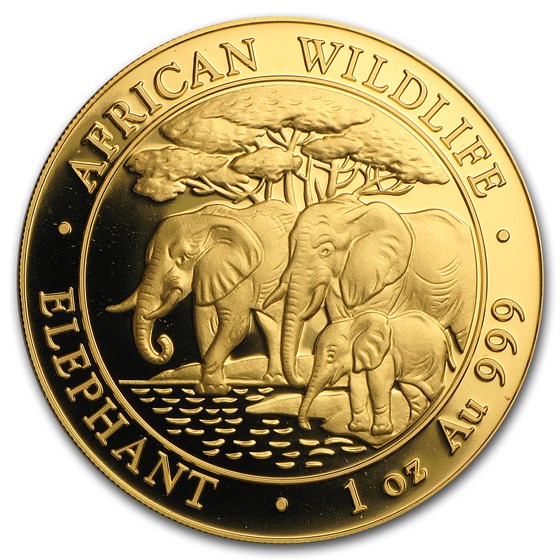 2013 Somalia 1 oz Gold African Elephant BU 2013 Somalia 1 oz Gold African Elephant BU