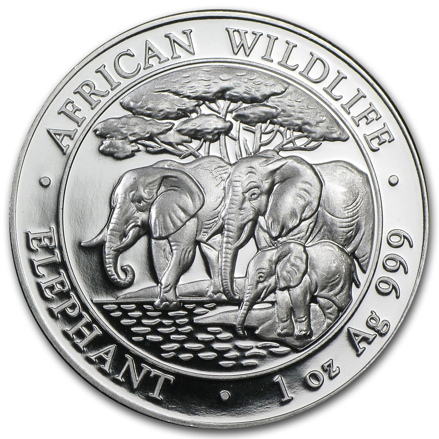 2013 Somalia 1 oz Silver Elephant BU
