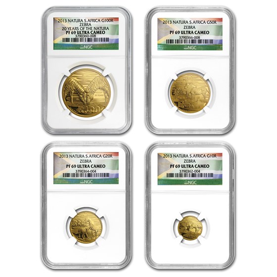 2013 South Africa 4-Coin Gold Natura Zebra Set PF-69 NGC 2013 South Africa 4-Coin Gold Natura Zebra Set PF-69 NGC