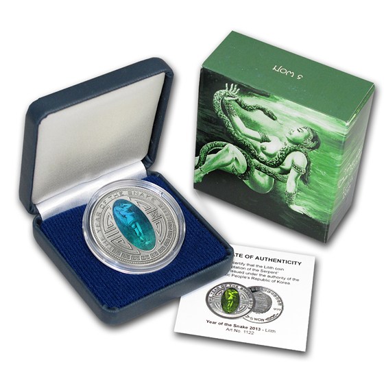 Buy 2013 South Korea Silver 5 Won Year of the Snake/Lilith (Hologram ...