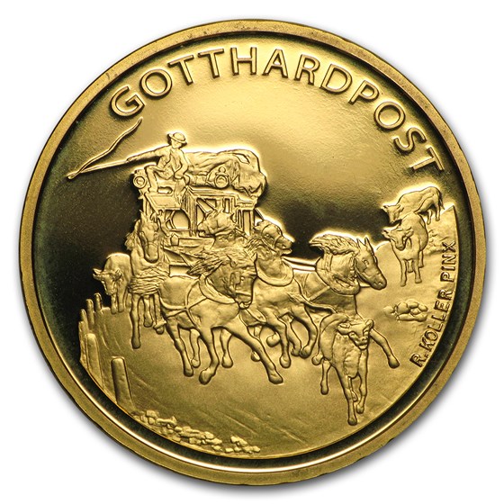 2013 Switzerland Proof Gold 50 CHF Gotthard Mail Coach 2013 Switzerland Proof Gold 50 CHF Gotthard Mail Coach
