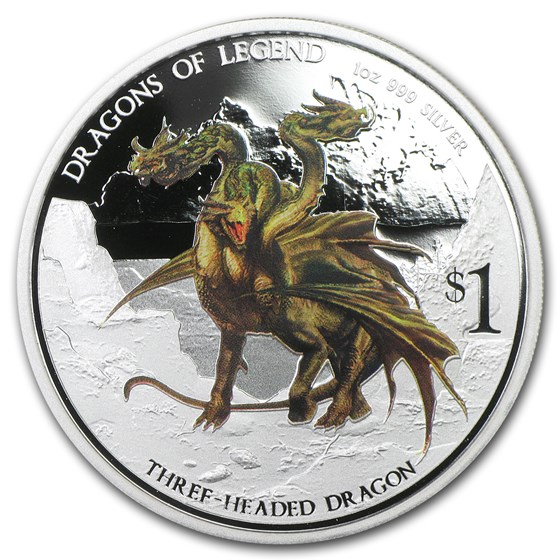 2013 TUV 1 oz Silver Dragons of Legend Prf (Three-Headed Dragon) 2013 TUV 1 oz Silver Dragons of Legend Prf (Three-Headed Dragon)