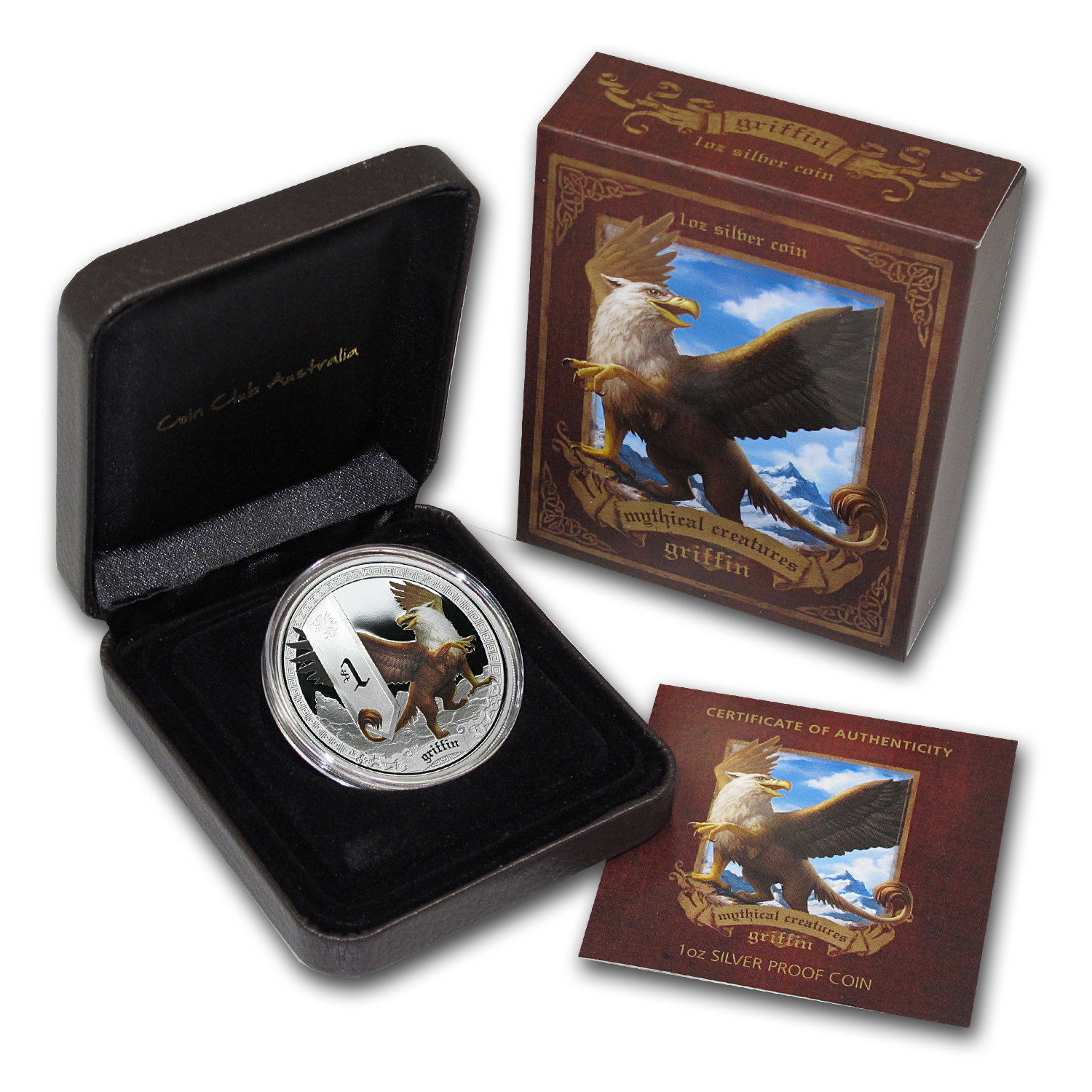 2013年 Tuvalu Griffin プルーフ カラー銀貨 1オンス Buy 2013 Tuvalu 1 oz Silver Mythical Creatures Griffin Proof | APMEX