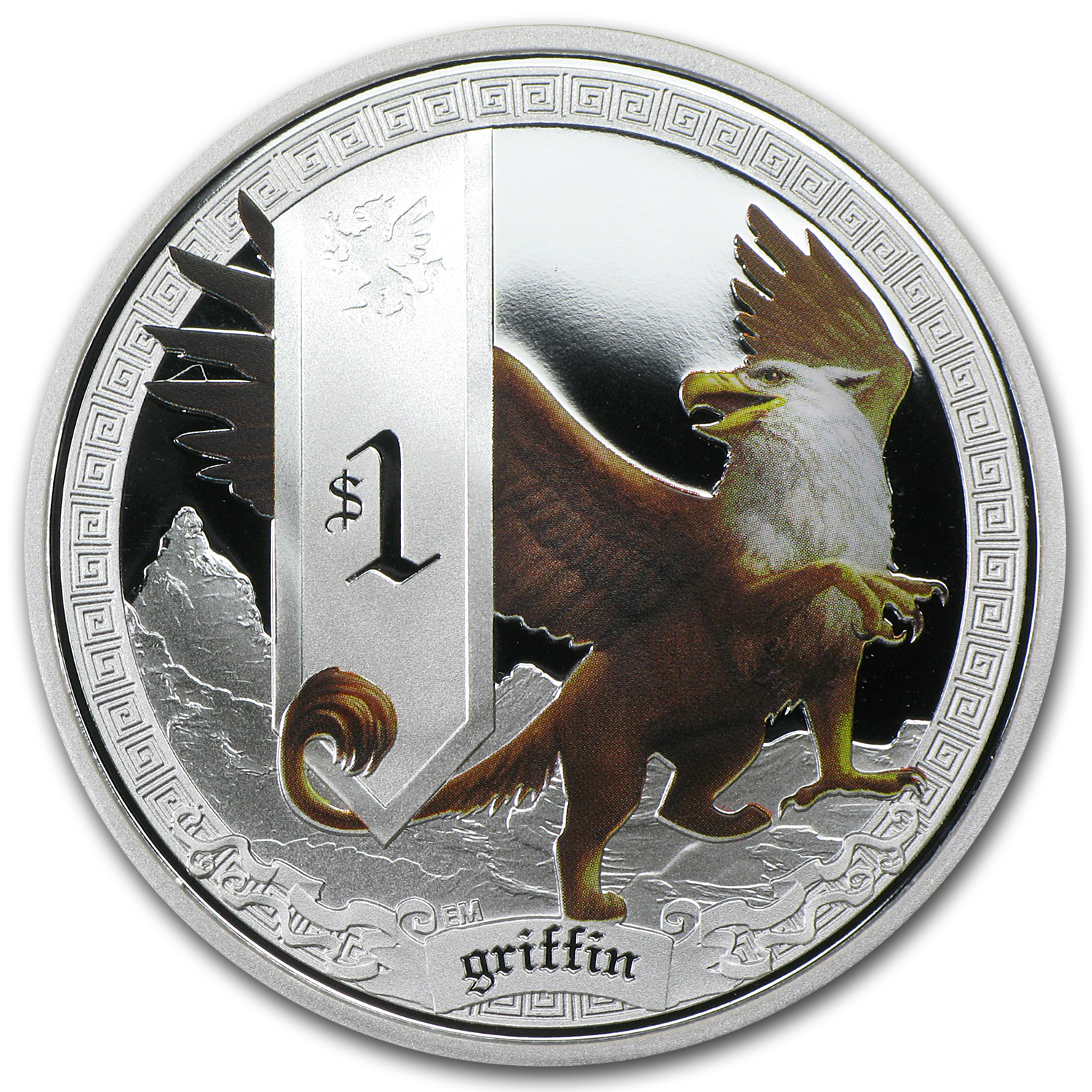 2013年 Tuvalu Griffin プルーフ カラー銀貨 1オンス Buy 2013 Tuvalu 1 oz Silver Mythical Creatures Griffin Proof | APMEX