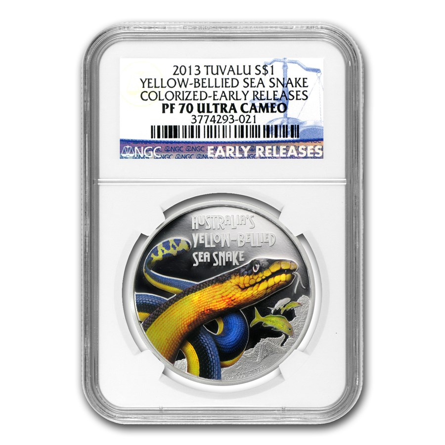 2013 Tuvalu 1 oz Silver Yellow-Bellied Snake PF-70 UC NGC (ER)
