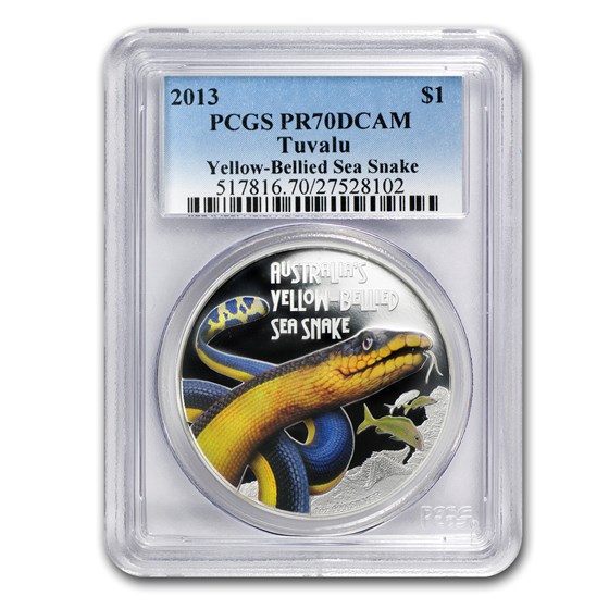 2013 Tuvalu 1 oz Silver Yellow-Bellied Snake PR-70 PCGS 2013 Tuvalu 1 oz Silver Yellow-Bellied Snake PR-70 PCGS