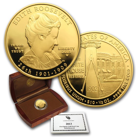 2013-W 1/2 oz Proof Gold Edith Roosevelt (w/Box & COA) 2013-W 1/2 oz Proof Gold Edith Roosevelt (w/Box & COA)
