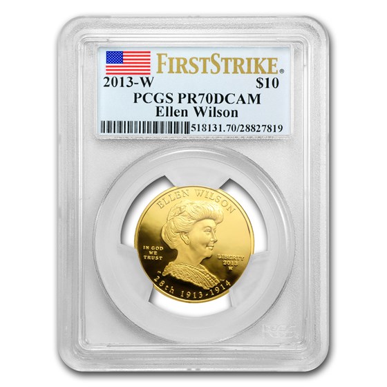 2013-W 1/2 oz Proof Gold Ellen Wilson PR-70 PCGS (FS) 2013-W 1/2 oz Proof Gold Ellen Wilson PR-70 PCGS (FS)