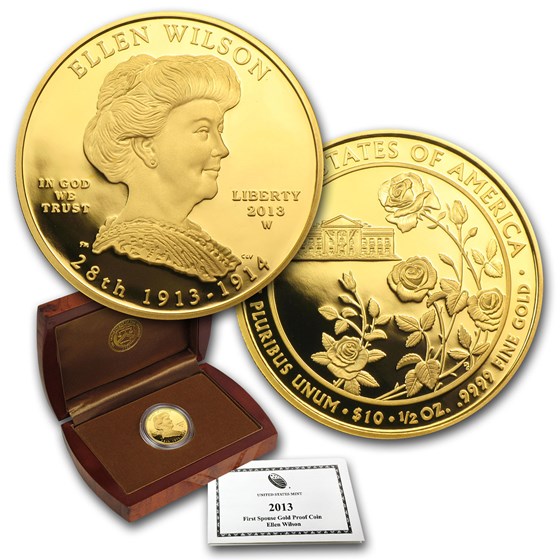 2013-W 1/2 oz Proof Gold Ellen Wilson (w/Box & COA) 2013-W 1/2 oz Proof Gold Ellen Wilson (w/Box & COA)