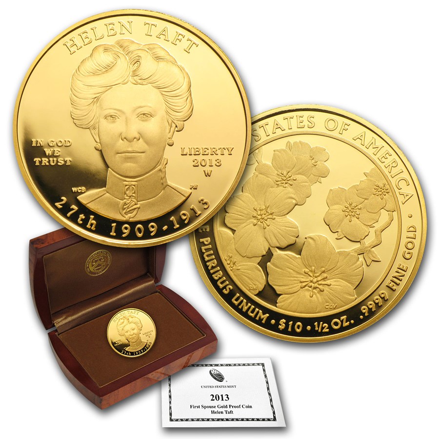 2013-W 1/2 oz Proof Gold Helen Taft (w/Box & COA)