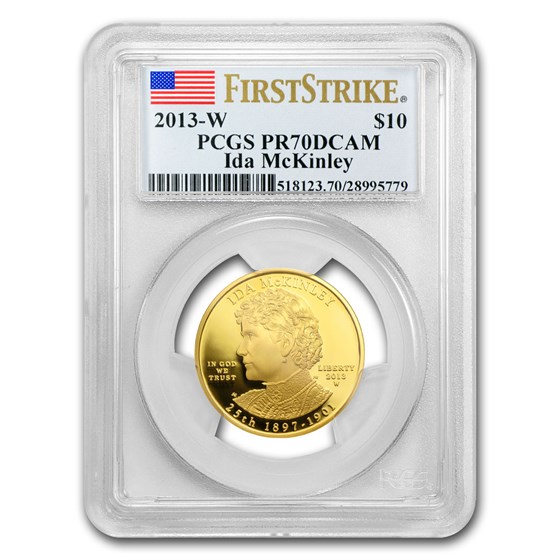 2013-W 1/2 oz Proof Gold Ida McKinley PR-70 PCGS (FS) 2013-W 1/2 oz Proof Gold Ida McKinley PR-70 PCGS (FS)