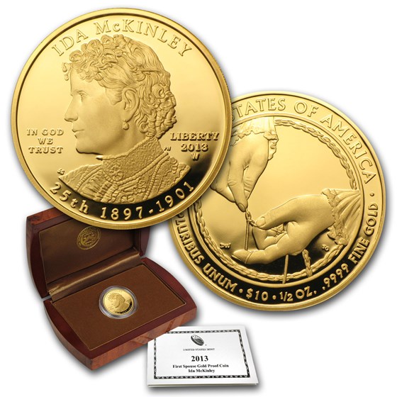 2013-W 1/2 oz Proof Gold Ida McKinley (w/Box & COA) 2013-W 1/2 oz Proof Gold Ida McKinley (w/Box & COA)