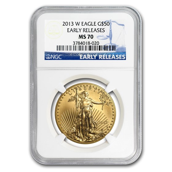 2013-W 1 oz Burnished Gold Eagle MS-70 NGC (ER/FR) 2013-W 1 oz Burnished Gold Eagle MS-70 NGC (ER/FR)