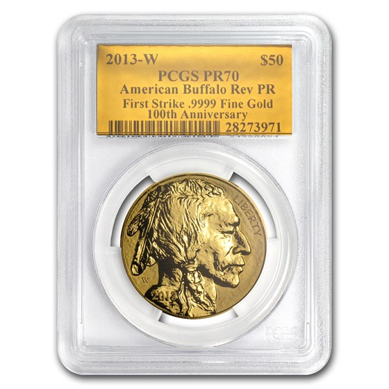 2013-W 1 oz Reverse Proof Gold Buffalo PR-70 PCGS (FS, Gold Foil) 2013-W 1 oz Reverse Proof Gold Buffalo PR-70 PCGS (FS, Gold Foil)
