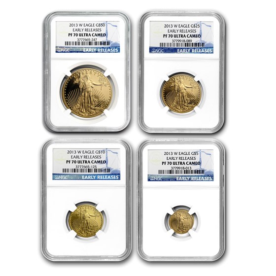 2013-W 4-Coin Proof American Gold Eagle Set PF-70 NGC (ER)