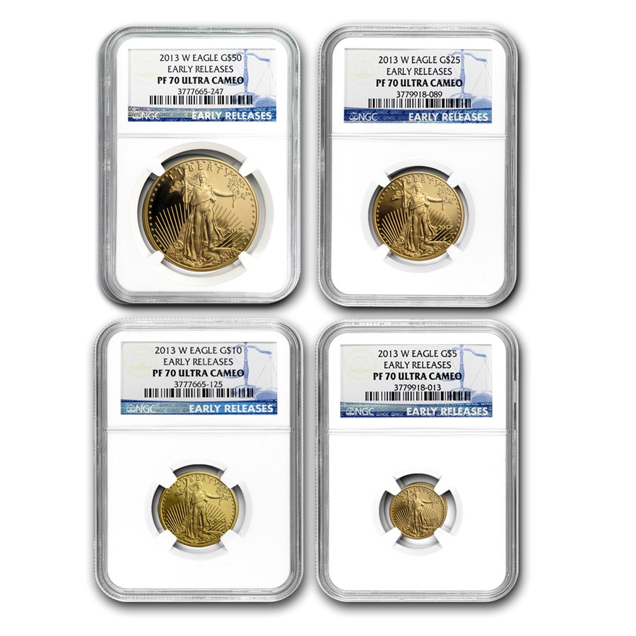2013-W 4-Coin Proof American Gold Eagle Set PF-70 NGC (ER)