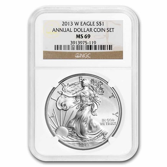 2013-W Burnished American Silver Eagle MS-69 NGC (Annual Set)
