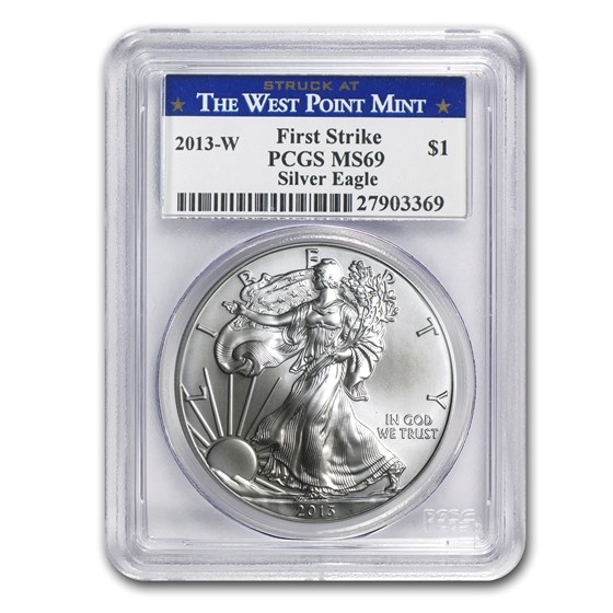 2013-W Burnished Silver American Eagle MS-69 PCGS (FS, WP Label) 2013-W Burnished Silver American Eagle MS-69 PCGS (FS, WP Label)