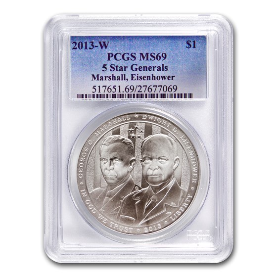 2013-W Five Star General $1 Silver Commem MS-69 PCGS 2013-W Five Star General $1 Silver Commem MS-69 PCGS
