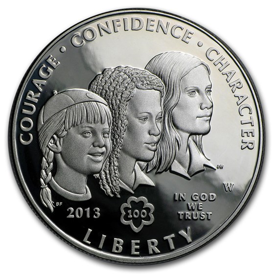 2013-W Girl Scouts $1 Silver Commem Proof (w/Box & COA) 2013-W Girl Scouts $1 Silver Commem Proof (w/Box & COA)