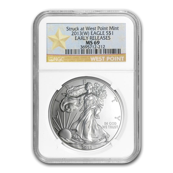 2013 (W) Silver Eagle MS-69 NGC (ER, West Point Star Label) 2013 (W) Silver Eagle MS-69 NGC (ER, West Point Star Label)