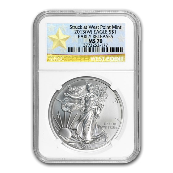 2013 (W) Silver Eagle MS-70 NGC (ER, West Point Star Label) 2013 (W) Silver Eagle MS-70 NGC (ER, West Point Star Label)
