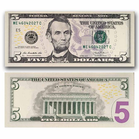 Buy 2013s $5.00 Federal Reserve Note VG/AU | APMEX