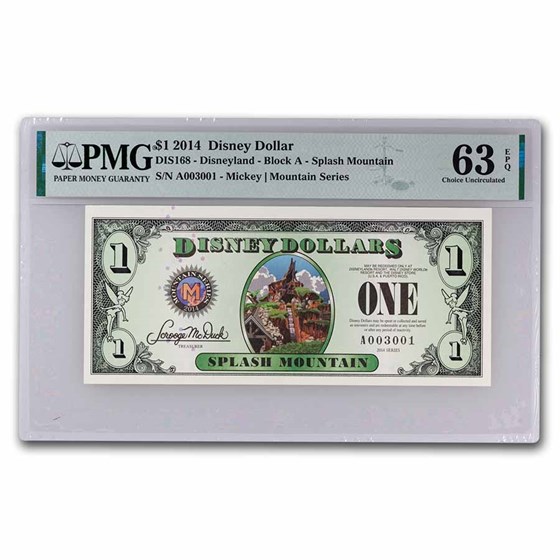2014 $1.00 (A) Splash Mountain CU-63 EPQ PMG (DIS#168) 2014 $1.00 (A) Splash Mountain CU-63 EPQ PMG (DIS#168)