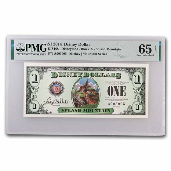 2014 $1.00 (A) Splash Mountain CU-65 EPQ PMG (DIS#168) 2014 $1.00 (A) Splash Mountain CU-65 EPQ PMG (DIS#168)