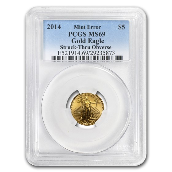 2014 1/10 oz Gold American Eagle MS-69 PCGS Minor Mint Error 2014 1/10 oz Gold American Eagle MS-69 PCGS Minor Mint Error