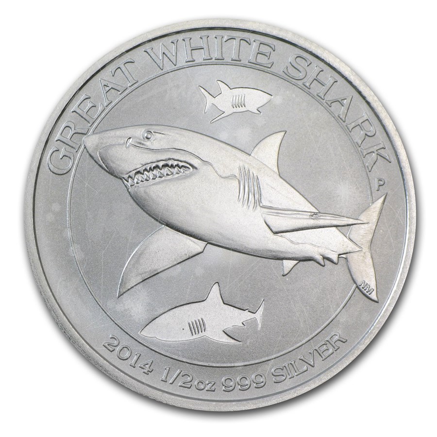 2014 1/2 oz Silver Australian Great White Shark (Abrasions)