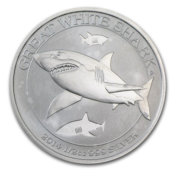 2014 1/2 oz Silver Australian Great White Shark (Abrasions) 2014 1/2 oz Silver Australian Great White Shark (Abrasions)