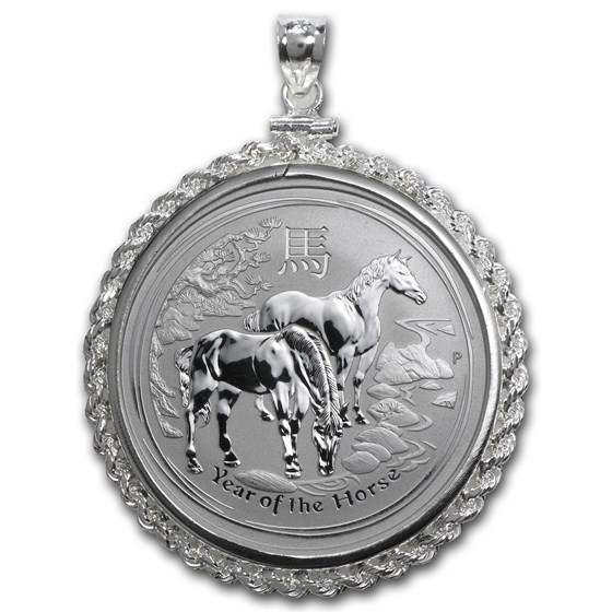 2014 1/2 oz Silver Horse Pendant (Screw-Top Rope Bezel) 2014 1/2 oz Silver Horse Pendant (Screw-Top Rope Bezel)