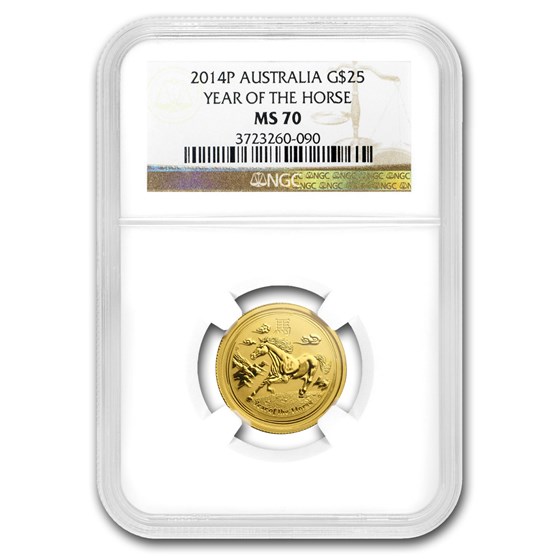 2014 1/4 oz Gold Lunar Year of the Horse MS-70 NGC (SII)