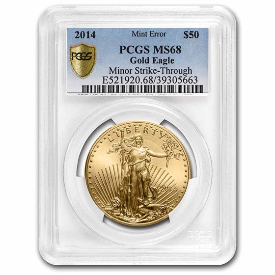 2014 1 oz American Gold Eagle MS-68 PCGS (Error, Obv Strike-Thru) 2014 1 oz American Gold Eagle MS-68 PCGS (Error, Obv Strike-Thru)