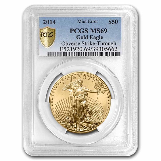 2014 1 oz American Gold Eagle MS-69 PCGS (Error, Obv Strike-Thru) 2014 1 oz American Gold Eagle MS-69 PCGS (Error, Obv Strike-Thru)