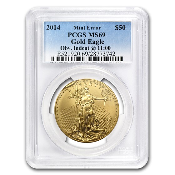 2014 1 oz Gold American Eagle Mint Error PCGS MS-69 "Obv. Indent" 2014 1 oz Gold American Eagle Mint Error PCGS MS-69 "Obv. Indent"