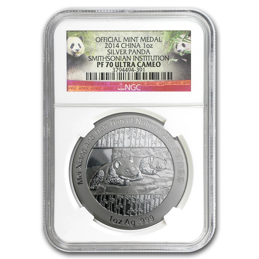 2014 1 oz Silver Panda Smithsonian Institution PF-70 NGC