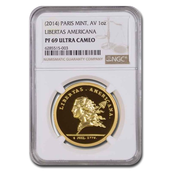 2014 (1776) France Gold Libertas Americana Medal PF-69 NGC 2014 (1776) France Gold Libertas Americana Medal PF-69 NGC