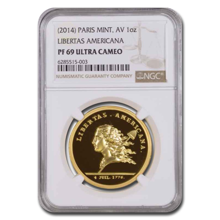 2014 (1776) France Gold Libertas Americana Medal PF-69 NGC