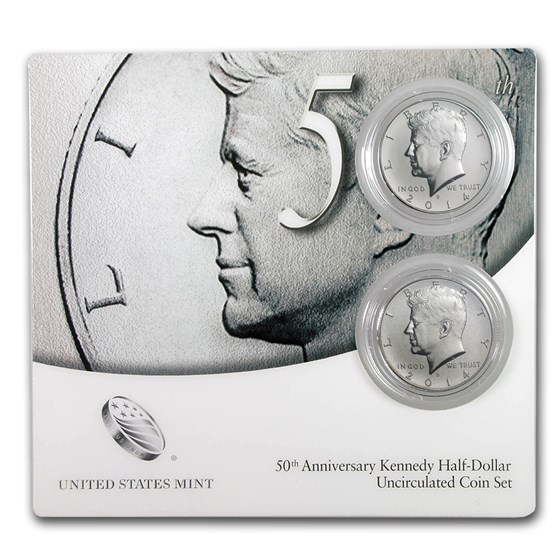 2014 2-Coin 50th Anniv Kennedy 1/2 Dollar Clad Set BU (w/COA) 2014 2-Coin 50th Anniv Kennedy 1/2 Dollar Clad Set BU (w/COA)